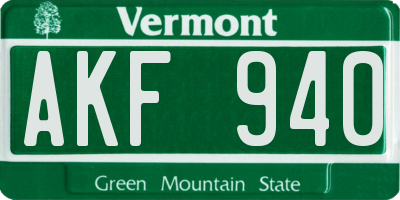 VT license plate AKF940