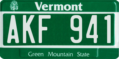 VT license plate AKF941