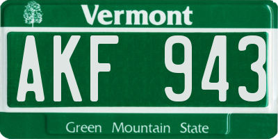 VT license plate AKF943