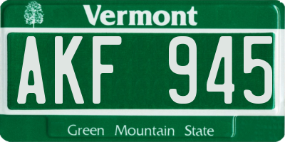 VT license plate AKF945