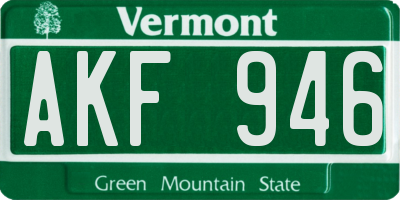 VT license plate AKF946