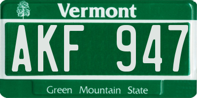 VT license plate AKF947