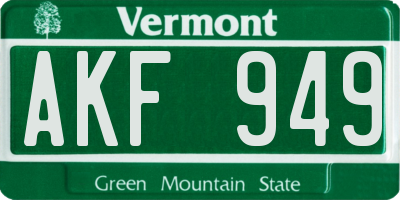 VT license plate AKF949