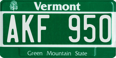 VT license plate AKF950