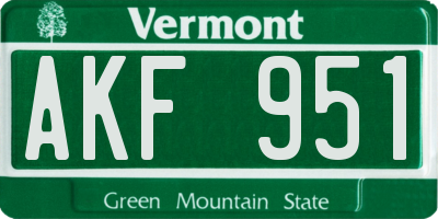 VT license plate AKF951