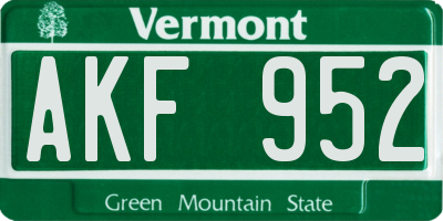 VT license plate AKF952