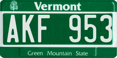 VT license plate AKF953