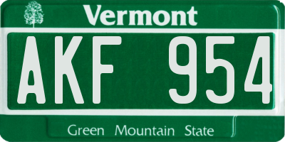 VT license plate AKF954
