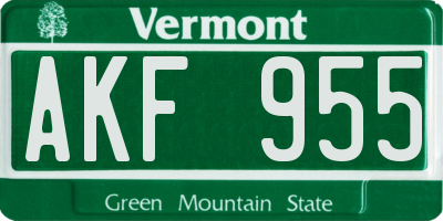 VT license plate AKF955
