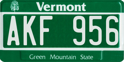 VT license plate AKF956