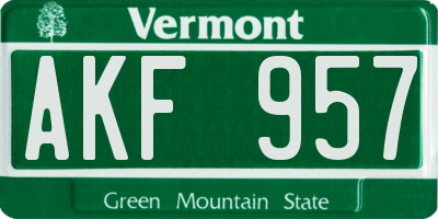 VT license plate AKF957
