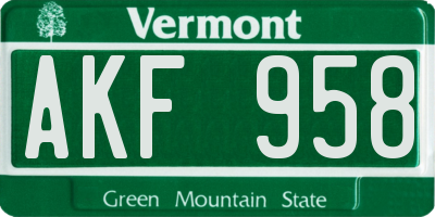 VT license plate AKF958