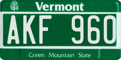 VT license plate AKF960