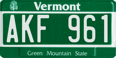 VT license plate AKF961