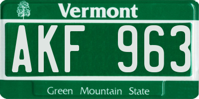 VT license plate AKF963