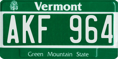 VT license plate AKF964