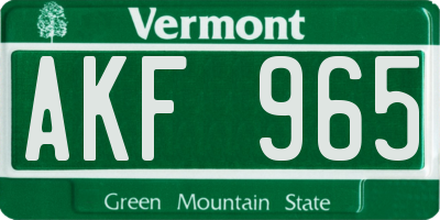 VT license plate AKF965
