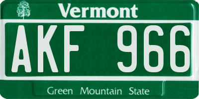 VT license plate AKF966