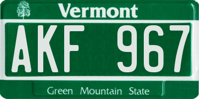 VT license plate AKF967