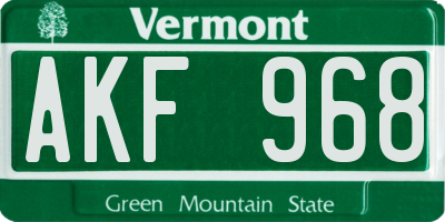 VT license plate AKF968