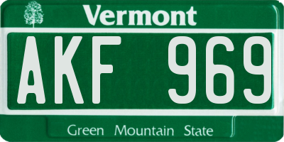 VT license plate AKF969