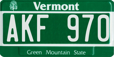 VT license plate AKF970