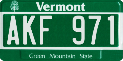 VT license plate AKF971