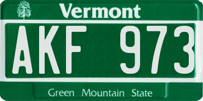 VT license plate AKF973