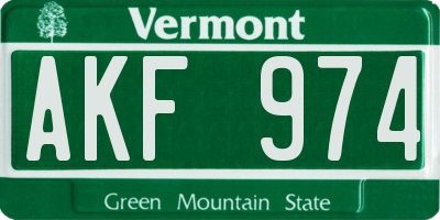 VT license plate AKF974