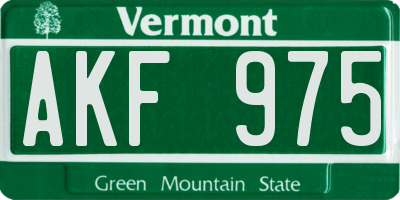 VT license plate AKF975