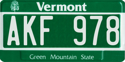 VT license plate AKF978