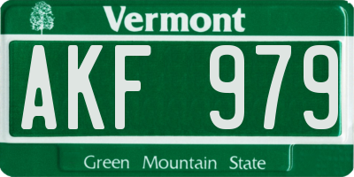 VT license plate AKF979