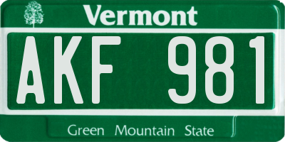 VT license plate AKF981