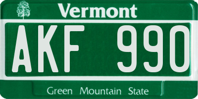 VT license plate AKF990