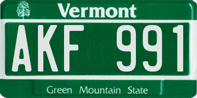 VT license plate AKF991