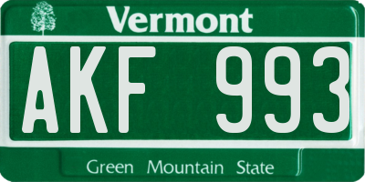 VT license plate AKF993