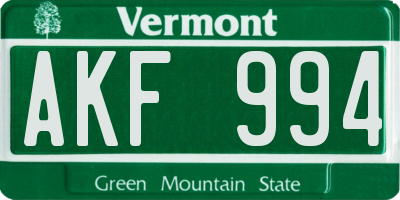 VT license plate AKF994