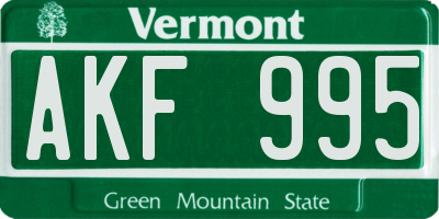 VT license plate AKF995