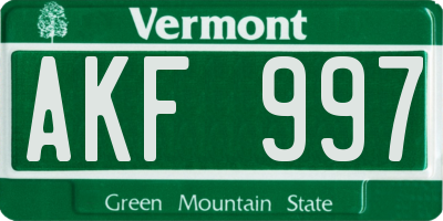 VT license plate AKF997