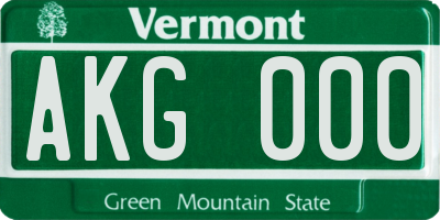 VT license plate AKG000