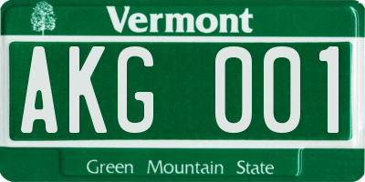 VT license plate AKG001