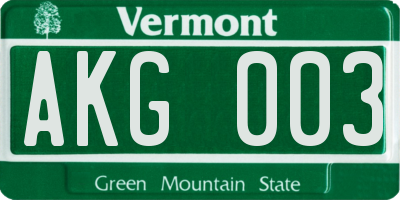 VT license plate AKG003