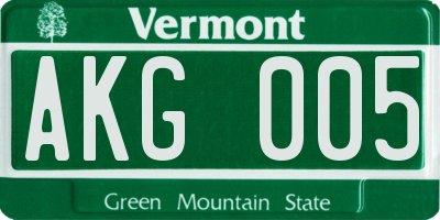 VT license plate AKG005