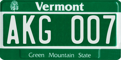 VT license plate AKG007