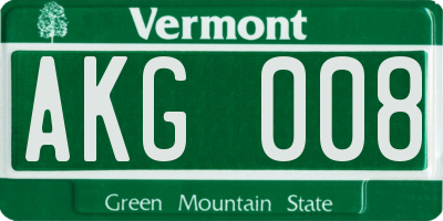 VT license plate AKG008