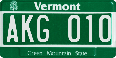 VT license plate AKG010