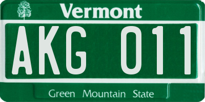 VT license plate AKG011