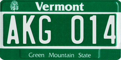 VT license plate AKG014