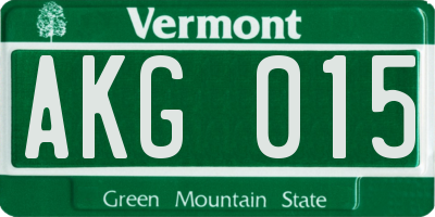 VT license plate AKG015