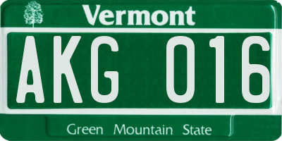 VT license plate AKG016
